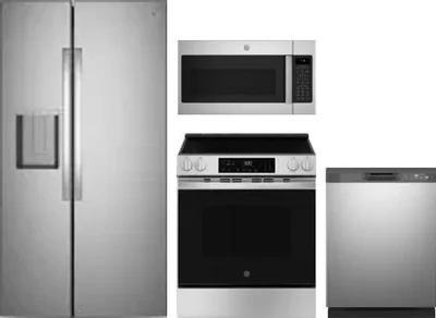 4 Piece Package Includes Refrigerator, Range, Microwave And Dishwasher
