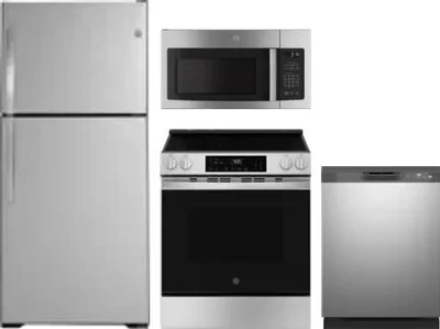 4 Piece Package Includes Refrigerator, Range, Microwave And Dishwasher
