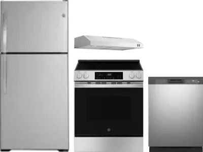 4 Piece Package Includes Refrigerator, Range, Hood And Dishwasher