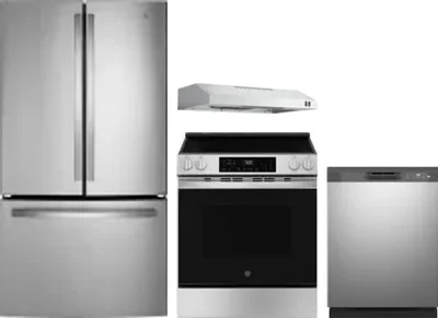 4 Piece Package Includes Refrigerator, Range, Hood And Dishwasher