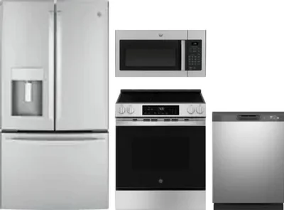 4 Piece Package Includes Refrigerator, Range, Microwave And Dishwasher