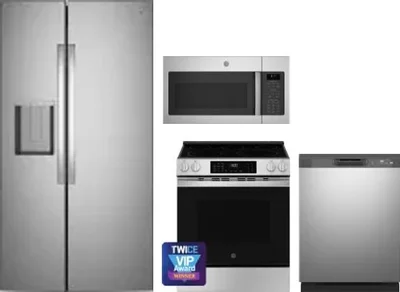 4 Piece Package Includes Refrigerator, Range, Microwave And Dishwasher