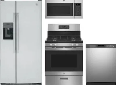 4 Piece Package Includes Refrigerator, Range, Microwave And Dishwasher