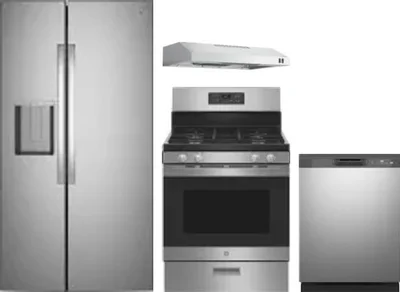 4 Piece Package Includes Refrigerator, Range, Hood And Dishwasher