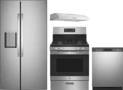 4 Piece Package Includes Refrigerator, Range, Hood And Dishwasher