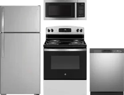 4 Piece Package Includes Refrigerator, Range, Microwave And Dishwasher