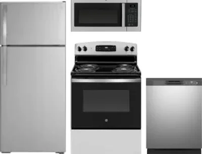 4 Piece Package Includes Refrigerator, Range, Microwave And Dishwasher