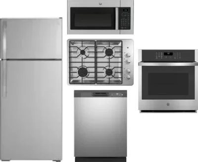 5 Piece Package Includes Refrigerator, Cooktop, Wall Oven, Microwave And Dishwasher