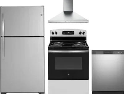 4 Piece Package Includes Refrigerator, Range, Hood And Dishwasher