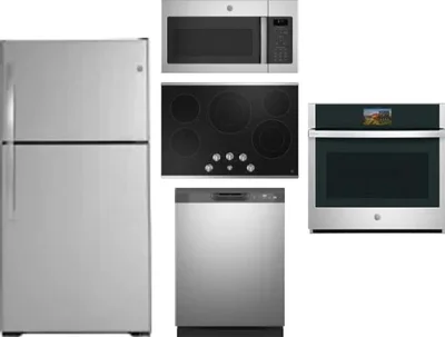 5 Piece Package Includes Refrigerator, Cooktop, Wall Oven, Microwave And Dishwasher
