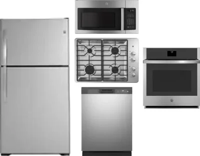 5 Piece Package Includes Refrigerator, Cooktop, Wall Oven, Microwave And Dishwasher
