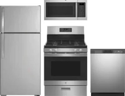 4 Piece Package Includes Refrigerator, Range, Microwave And Dishwasher