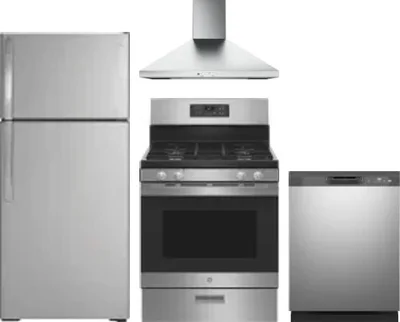 4 Piece Package Includes Refrigerator, Range, Hood And Dishwasher
