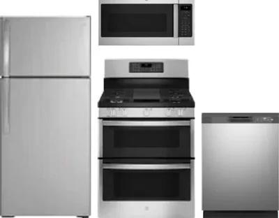 4 Piece Package Includes Refrigerator, Range, Microwave And Dishwasher