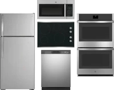 5 Piece Package Includes Refrigerator, Cooktop, Wall Oven, Microwave And Dishwasher