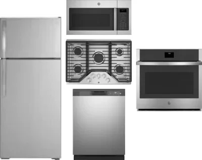 5 Piece Package Includes Refrigerator, Cooktop, Wall Oven, Microwave And Dishwasher