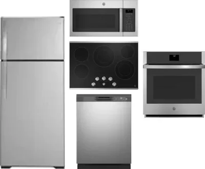 5 Piece Package Includes Refrigerator, Cooktop, Wall Oven, Microwave And Dishwasher