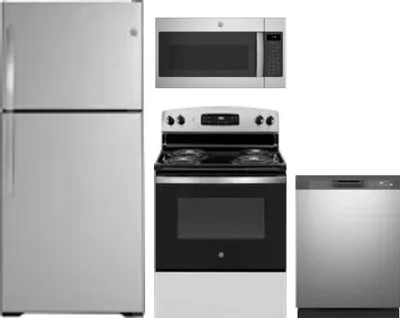 4 Piece Package Includes Refrigerator, Range, Microwave And Dishwasher