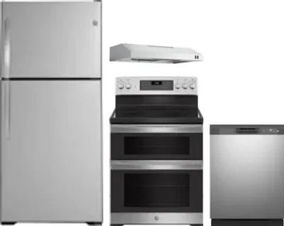 4 Piece Package Includes Refrigerator, Range, Hood And Dishwasher