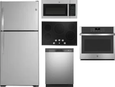 5 Piece Package Includes Refrigerator, Cooktop, Wall Oven, Microwave And Dishwasher