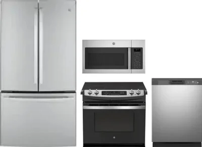 4 Piece Package Includes Refrigerator, Range, Microwave And Dishwasher