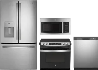 4 Piece Package Includes Refrigerator, Range, Microwave And Dishwasher