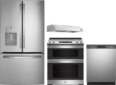 4 Piece Package Includes Refrigerator, Range, Hood And Dishwasher