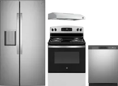 4 Piece Package Includes Refrigerator, Range, Hood And Dishwasher