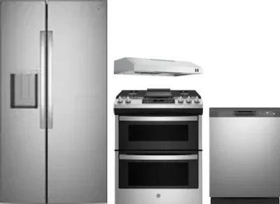 4 Piece Package Includes Refrigerator, Range, Hood And Dishwasher