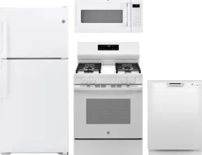 4 Piece Package Includes Refrigerator, Range, Microwave And Dishwasher