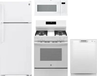 4 Piece Package Includes Refrigerator, Range, Microwave And Dishwasher