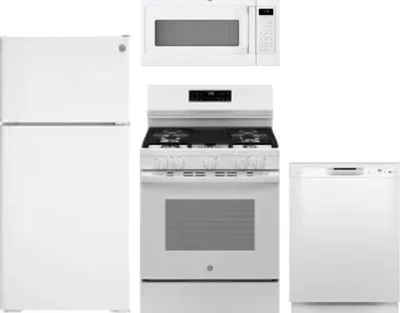 4 Piece Package Includes Refrigerator, Range, Microwave And Dishwasher