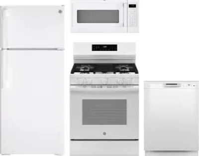 4 Piece Package Includes Refrigerator, Range, Microwave And Dishwasher