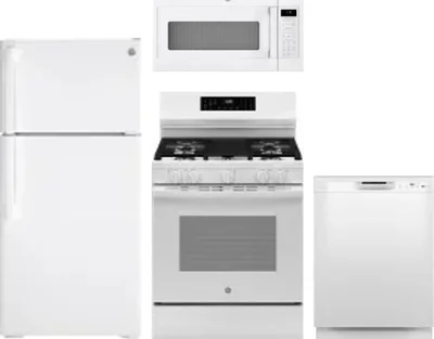 4 Piece Package Includes Refrigerator, Range, Microwave And Dishwasher