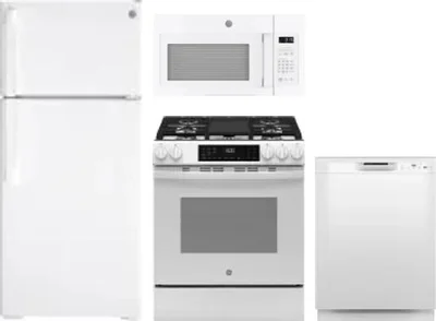 4 Piece Package Includes Refrigerator, Range, Microwave And Dishwasher