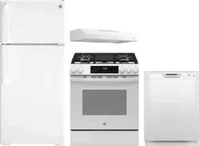4 Piece Package Includes Refrigerator, Range, Hood And Dishwasher