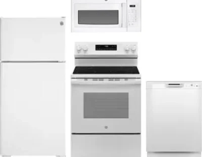 4 Piece Package Includes Refrigerator, Range, Microwave And Dishwasher