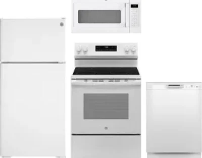 4 Piece Package Includes Refrigerator, Range, Microwave And Dishwasher