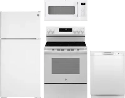 4 Piece Package Includes Refrigerator, Range, Microwave And Dishwasher