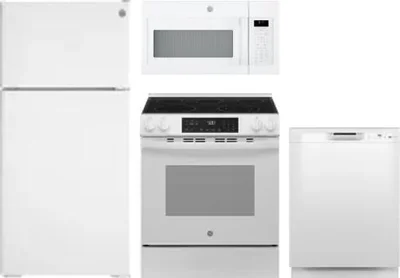 4 Piece Package Includes Refrigerator, Range, Microwave And Dishwasher