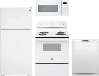 4 Piece Package Includes Refrigerator, Range, Microwave And Dishwasher
