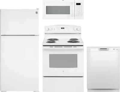4 Piece Package Includes Refrigerator, Range, Microwave And Dishwasher