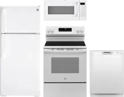 4 Piece Package Includes Refrigerator, Range, Microwave And Dishwasher