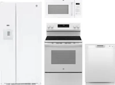4 Piece Package Includes Refrigerator, Range, Microwave And Dishwasher