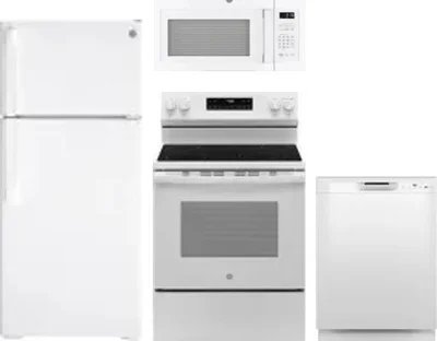 4 Piece Package Includes Refrigerator, Range, Microwave And Dishwasher