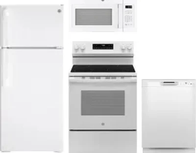 4 Piece Package Includes Refrigerator, Range, Microwave And Dishwasher