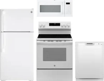 4 Piece Package Includes Refrigerator, Range, Microwave And Dishwasher