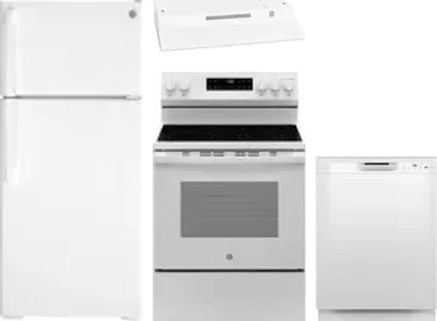 4 Piece Package Includes Refrigerator, Range, Hood And Dishwasher
