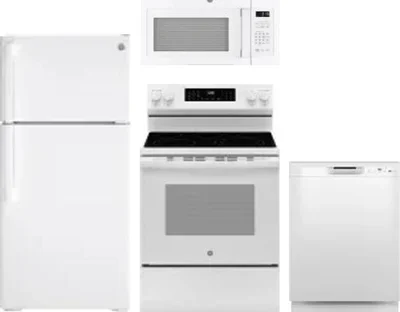4 Piece Package Includes Refrigerator, Range, Microwave And Dishwasher