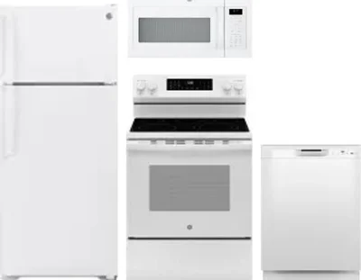 4 Piece Package Includes Refrigerator, Range, Microwave And Dishwasher